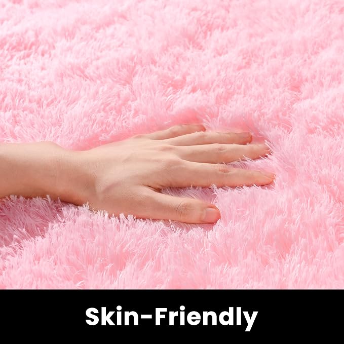 Awaytail 2x3 Fluffy Pink Area Rug - Soft Cute Shag Fuzzy Rug for Bedroom - Anti-Skid Living Room Girls Rug Pink Home Decor