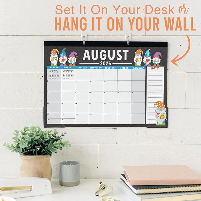 Hadley Designs Large Teacher Desk Calendar 2026-2027 - Desktop Calendar 2026, 18-Month Desk Calendars for Home, Office & Classroom, Cute Classroom Must Haves, Back to School Teacher Gifts