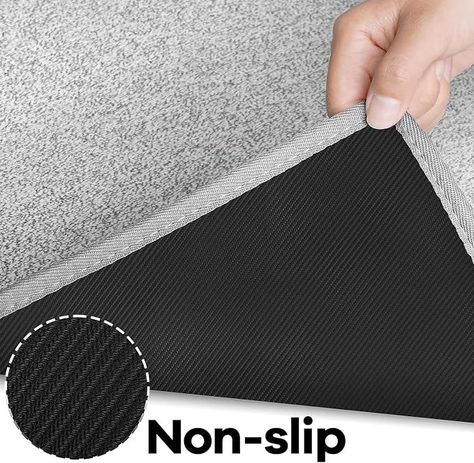 SUMLANS Kitchen Mat Set of 2 PCS, Cushioned Non Slip Rugs for Kitchen Floor, Absorbent Runner Comfort Standing Mats Washable for Kitchen, Office, Home (Grey-Velvet, 17.3"x47"+17.3"x30")