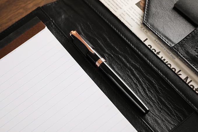 Personalized Leather Padfolio for Lefty, Business Portfolio Binder with Notepad Holder, Legal Pad Portfolio Folder for Men/Women - Black