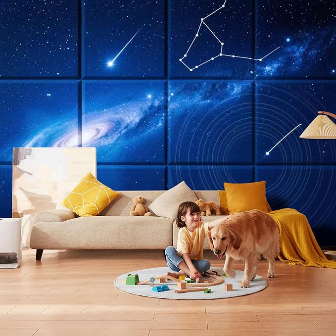 12 Pack Art Acoustic Panels, TEMGCUAM Self-Adhesive Sound Absorbing Wall Panels, 48"×36" Decorative Acoustic Treatment Panels for Home Office, Studio, Ceiling & Media Room
