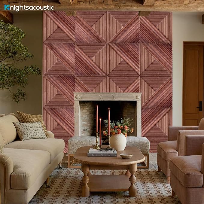 8Pack Acoustic Wall Panels, Wood-Pattern Art Sound Proof Foam Panels For Walls, Decorative Acoustic Panels Sound Absorbing, Self-Adhesive Sound Dampening Panels For Studio Home, 23.62 X 23.62 Inches