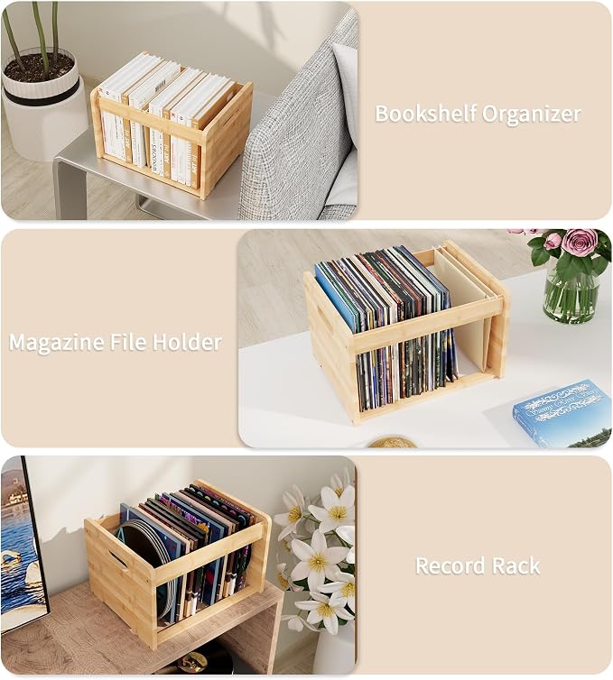 Bamboo Hanging File Organizer, Desktop File Box, Open Top, 1 Pack, Natural | Open-Top Access, 2 Hanging Folders Included, Letter & Legal Files, Sliding Rails, Reinforced Handles, Easy Assembly
