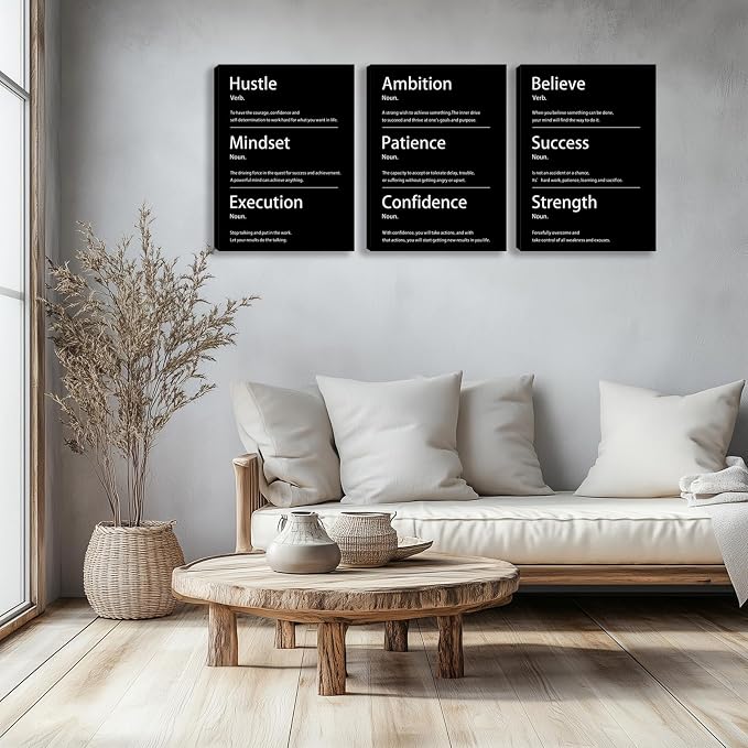 Motivational Wall Decor Paintings Inspirational Office Wall Decor Posters Prints 3 Pieces Bedroom Decor Living Room Office Canvas Picture Wall Painting Home Decoration Framed Artwork (36''W x 16''H)