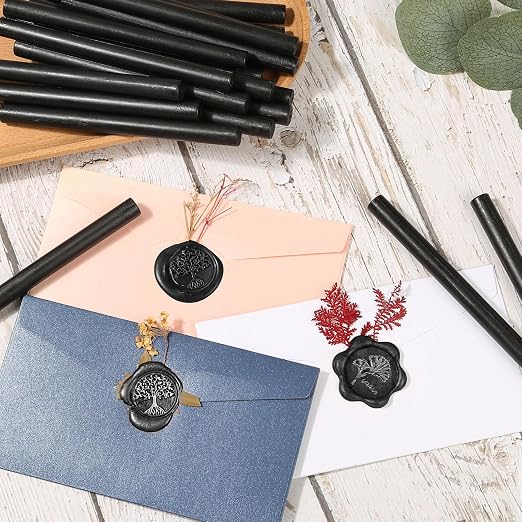 Sealing Wax Sticks, Paxcoo 20pcs Wax Seal Sticks, Glue Gun Sealing Wax Sticks for Wedding Invitations, Letter, Envelope, Cards and Crafts (Black)