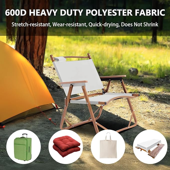 Waterproof Canvas Fabric by The Yard 58inch 600D Upholstery Material Polyester Fabric Outdoor Water Resistant Fabric for Sewing Chair Patio Cushion Purse Bag Interior, 15 Yard White
