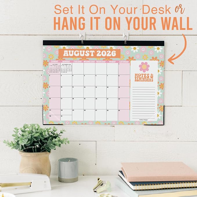 Hadley Designs Large Teacher Desk Calendar 2026-2027 - Desktop Calendar 2026, 18-Month Desk Calendars for Home, Office & Classroom, Cute Classroom Must Haves, Back to School Teacher Gifts