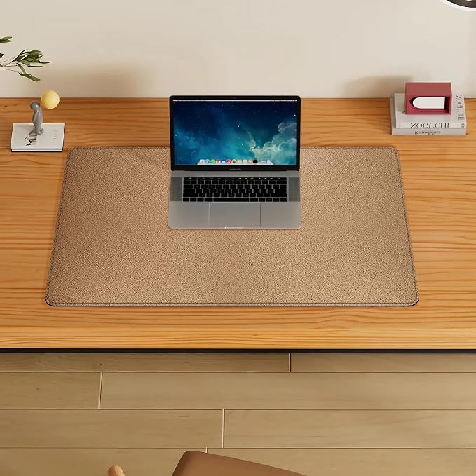 Vyaaa Cork & Leather Desk Mat, 35"×20" Large Mouse Pad, Desktop Protector for Desk, Multifunctional Keyboard Mouse Pad for Home or Office (Black)