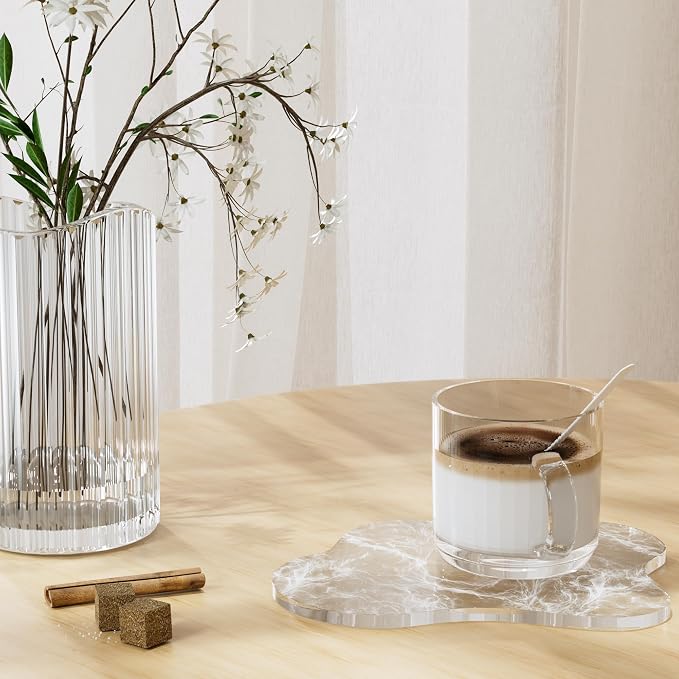 Acrylic Coaster Decorative Plates, Irregular Bar Drink Coaster,Perfect for Tabletop Protection and Accessories Display.(Fog)