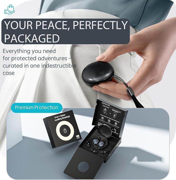 Adjustable Ear Plugs, 3-Mode Reusable Noise Canceling Earplugs with 14-35 dB SNR Reduction, Flexible Silicone for Ultimate Focus, Travel, Sleep, Concerts & Social Events (Onyx)