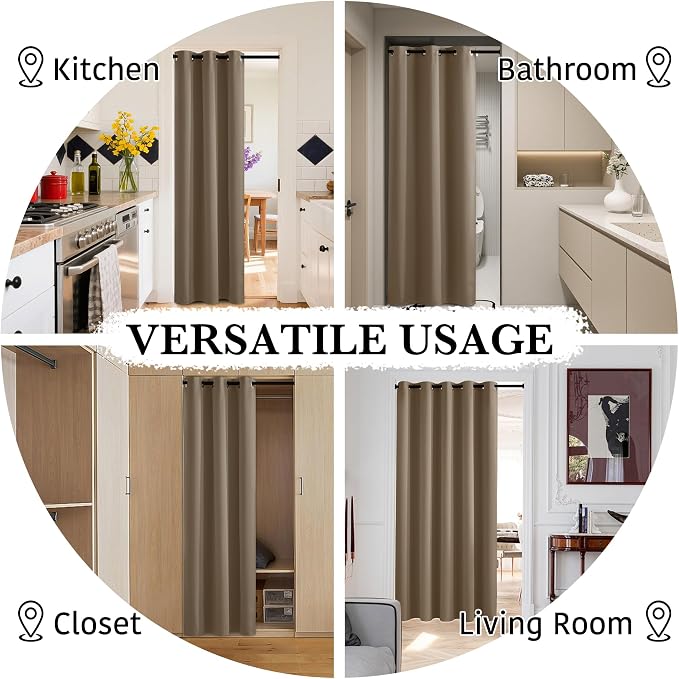 RYB HOME Extra Long 100% Blackout Room Divider Curtains for Bedroom 108 Inch Long, Extra Wide Privacy Sliding Door Blinds for Patio/Living Room/Dining, 1 Panel, W100 x L108, Mocha