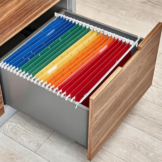 4 Pack Adjustable File Cabinet Rails, Metal Hanging File Folder Frame Cabinet Dividers Suitable for Cabinets with Drawer Thickness Less Than 0.71 Inches
