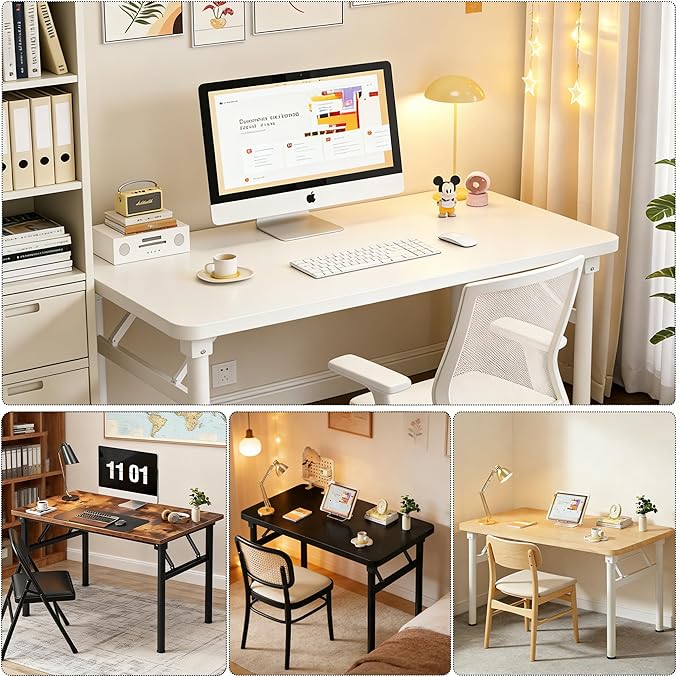 Small Folding Computer Desk - 31.5 Inch Foldable Small Spaces Compact Desk,No Assembly,Bedroom, Dorm and Apartment,Portable Study for Home Office Table