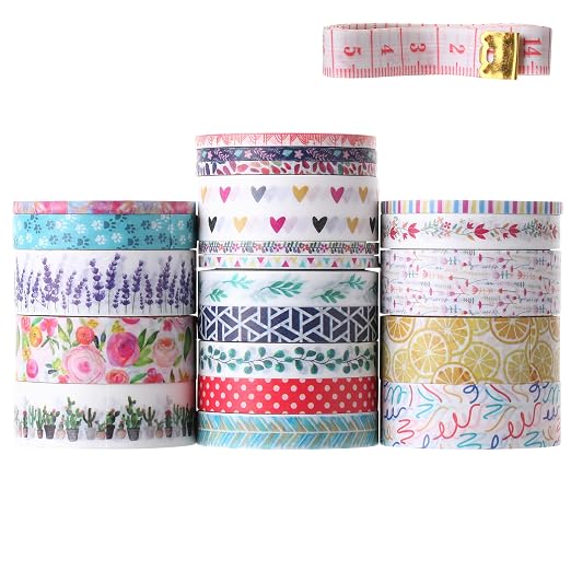 Mr. Pen- Washi Tape Set, 21 Rolls, Assorted Sizes, Floral | 5 Yards/Roll, Washi Tape for Scrapbook, Arts, Crafts, Journals and Planners