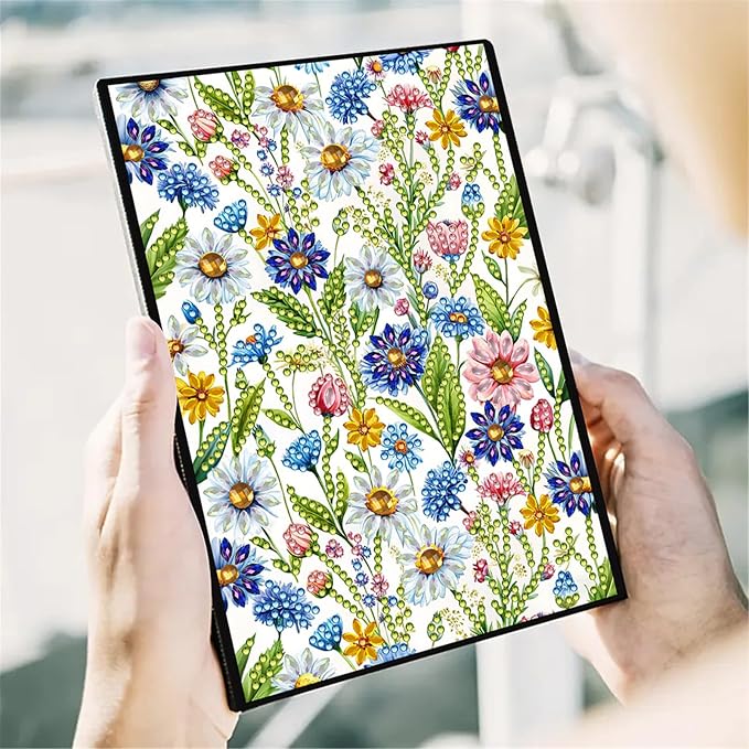 FRANDEK Diamond Art Painting Notebook Kit, Flower Bush A5 DIY Journal with 50 Blank Pages, Crystal Rhinestone Cover with Waterproof Canvas, Beginner Craft Set with Full Tools for Adults