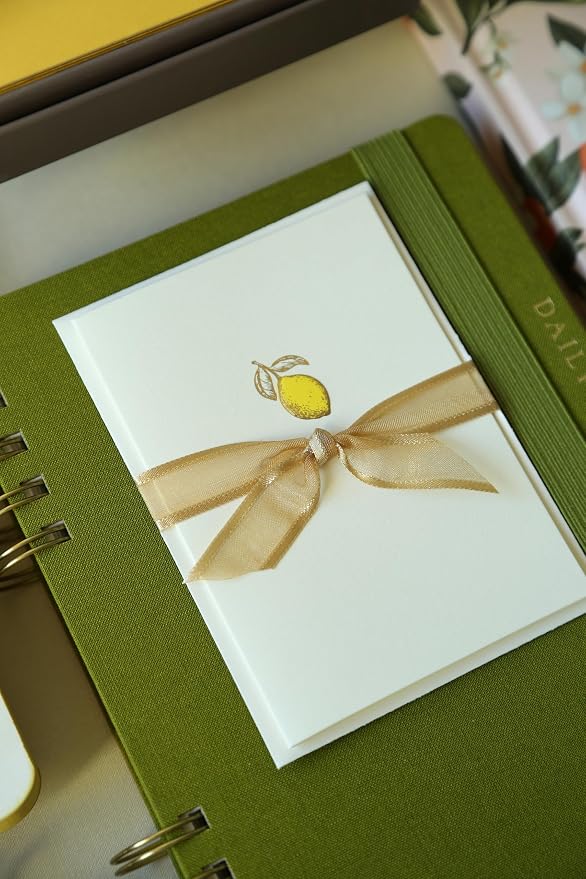 Graphique La Petite Presse Lemon Boxed Notes | Blank Note Cards with Envelopes | 10 Count All Occasion Greeting Card Set | 3.25 x 4.75 Inches | High Quality Thick Paper Stationery with Unique Design