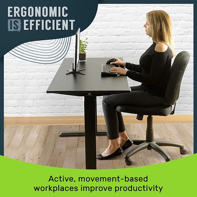 TechOrbits Electric Standing Desk Frame 60 x 24 Inch Tabletop - Motorized Workstation Two Leg Stand Up Desk with Memory Settings and Telescopic Sit Stand Height Adjustment (Black Frame/Wood BrownTop)