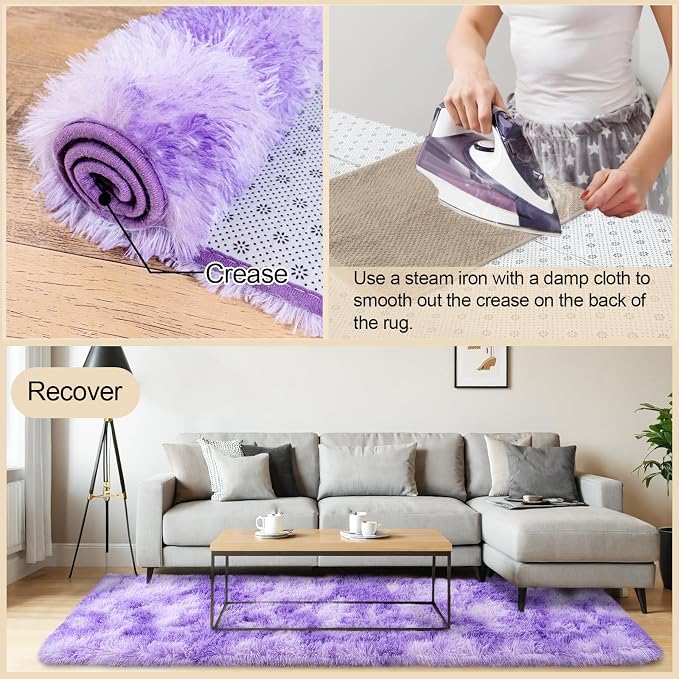 Mugorn Small Soft Shag Rugs for Bedroom, 4x6 Fluffy Area Rugs for Living Room