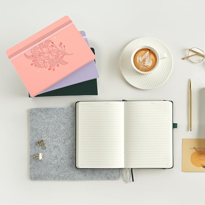 &And Per Se 365 Page Journal – A5 Hardcover Lined Notebook, One Book for the Whole Year, 100gsm Thick Paper, Numbered Pages & 3 Bookmarks, Annual Diary for Daily Writing (Blush)