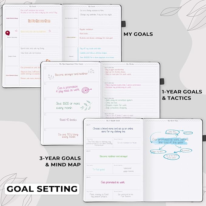 GoGirl Planner PRO Schedule - Undated Planner with Hourly Time Slots, Monthly, Weekly & Daily Organizer, Appointment Book for time Management, 7"x10" Hardcover, Lasts 1 Year - Black