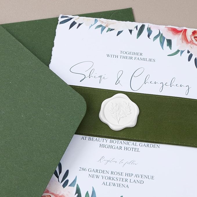 UNIQOOO Wax Seal Stickers - Eucalyptus Wedding Invitation Envelope Seal Stickers, 50 Pcs Self- Adhesive Snow White Stickers, Perfect for Invitation, Christmas, Gift Wrapping