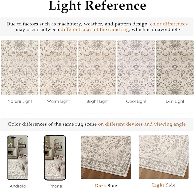 PureCozy 2x6 Runner Rug Beige Washable Hallway Vintage Carpet Kitchen Small Long Non Slip Stain Soft Resistant Low Pile Thin Boho Accent Indoor Throw Rug for Bedroom Laundry Living Room