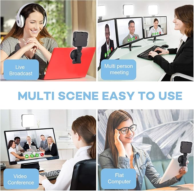 Video Conference Lighting Kit for Remote Working, Lighting for Video Conferencing, Zoom Calls, Broadcast, Live Streaming,Adjustable Video Light with 2020 Upgrade Suction Cup (Black)