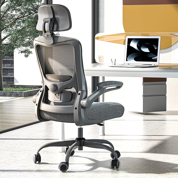 Ergonomic Office Chair for Long Hours, Adjustable Padded Lumbar Support for Lower Back Relief, 330 lb Capacity, Comfortable Computer Desk Chair for Home Office, Work & Study