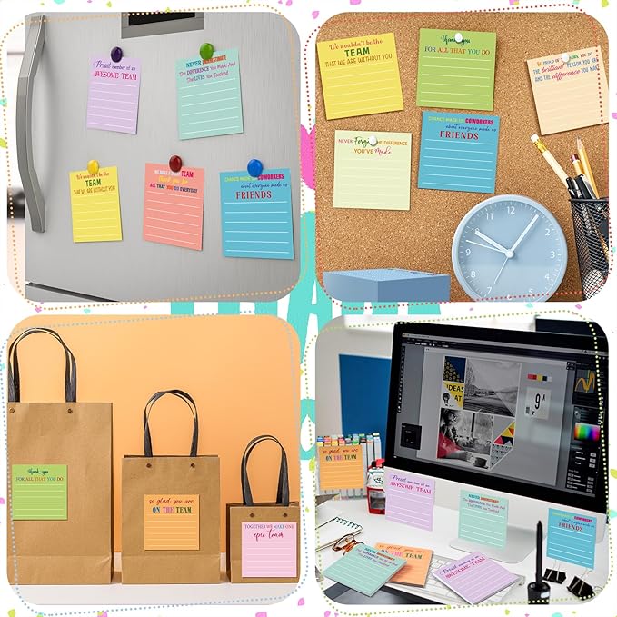 Yinder 24 Pcs Inspirational Sticky Notes Thank You Gift Motivational Sticky Note Pad Employee Appreciation Gift Bulk for Staff Coworker Teacher Nurse Office Groups 3 x 3'' (Thank You,Light)
