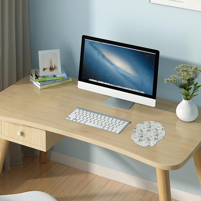 Ergonomic Mouse Pad with Wrist Support,Non-Slip Rubber Base for Computer Laptop & Mac,Lightweight Rest for Home,Office & Travel (Bamboo Leaf)