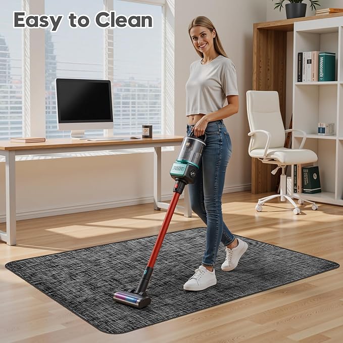 Sycoodeal Office Chair Mat for Hardwood & Tile Floor,Computer Gaming Chair Mat for Rolling Chairs Non-Curve, Anti-Slip, Heavy Duty Floor Protector for Home Office,Black (40" x 48")