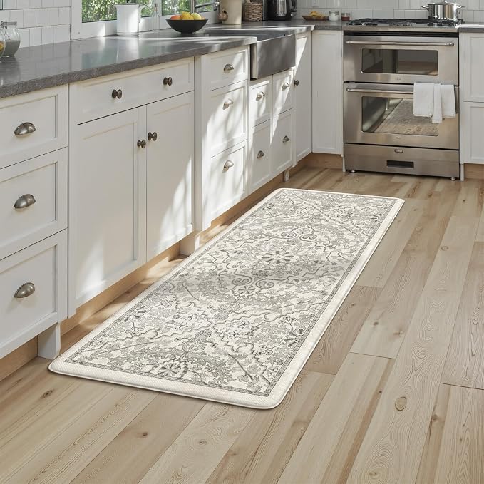 KIMODE Anti Fatigue Kitchen Mats,Light Grey Distressed Kitchen Runner Rugs | Padded Kitchen Mat for Floor, Comfort Standing Desk Mat, Cushioned Kitchen Mats for Floorfor Laundry Office Sink 24"x59"
