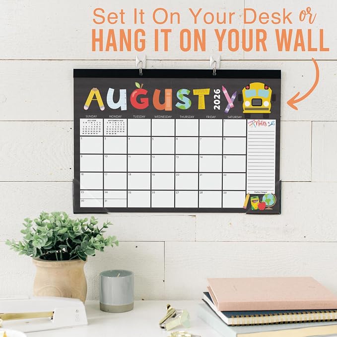 Hadley Designs Large Teacher Desk Calendar 2026-2027 - Desktop Calendar 2026, 18-Month Desk Calendars for Home, Office & Classroom, Cute Classroom Must Haves, Back to School Teacher Gifts