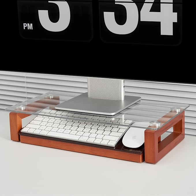 Desk Whiteboard with Wooden Organizer Box for Office Supplies Storage, Desktop Dry Erase White Board with Drawer for Stationary, Marker & Eraser Included, Yeoux