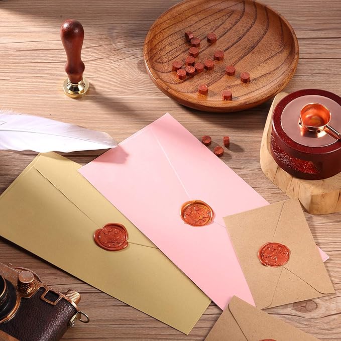7 Pieces Wax Seal Kit, Seal Warmer Melting Spoon and 5 Pieces Tea Candles, Wax Sticks Beads Melting Furnace Tool for Sealing Stamp Greeting Wedding Invitation Card