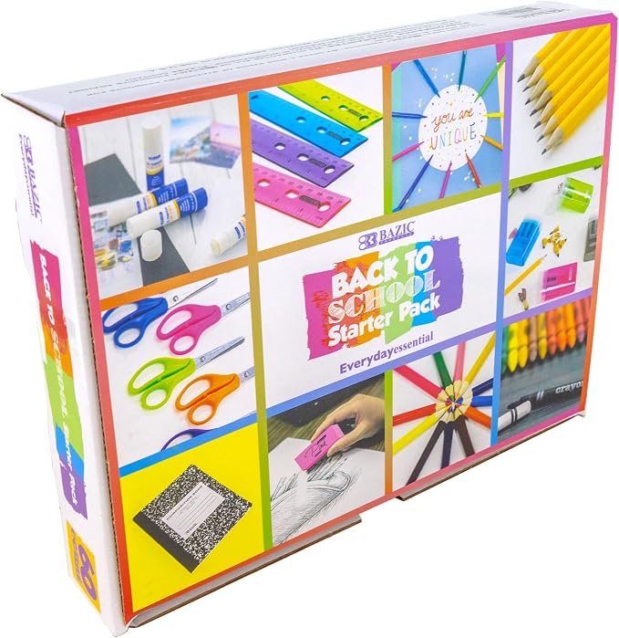 BAZIC Products Back to School Starter Pack, 60 Pieces, Elementary, for Students Teachers Donations
