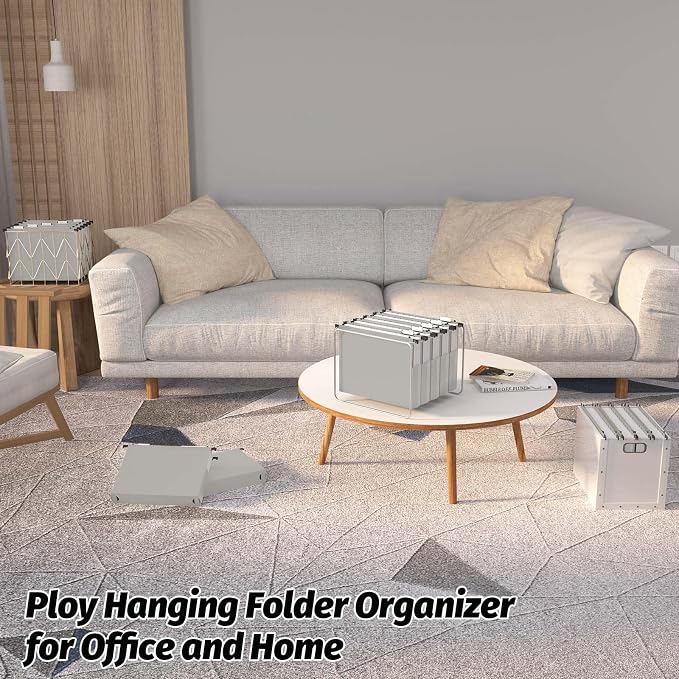 Shutex Extra Capacity Plastic Hanging File Folders,12 Pack Reinforced Expanding Hang Folder Letter Size,Accordian Pocket,Heavy Duty 2 Inch Expansion, Hard Hanging Folder Organizer for Office Home,Grey