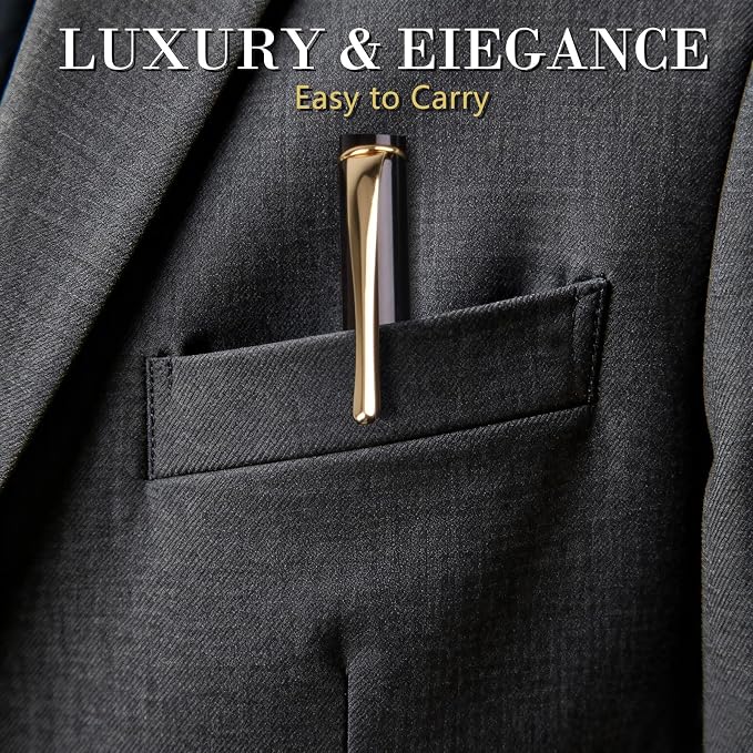 Luxury Gel Ballpoint Pens,Personalized Black Ink Pen Set with 2 Pcs Extras Replaceable Metal Refills, Ultra-Smooth Writing Experience, Perfect for Gifts,Business,Office