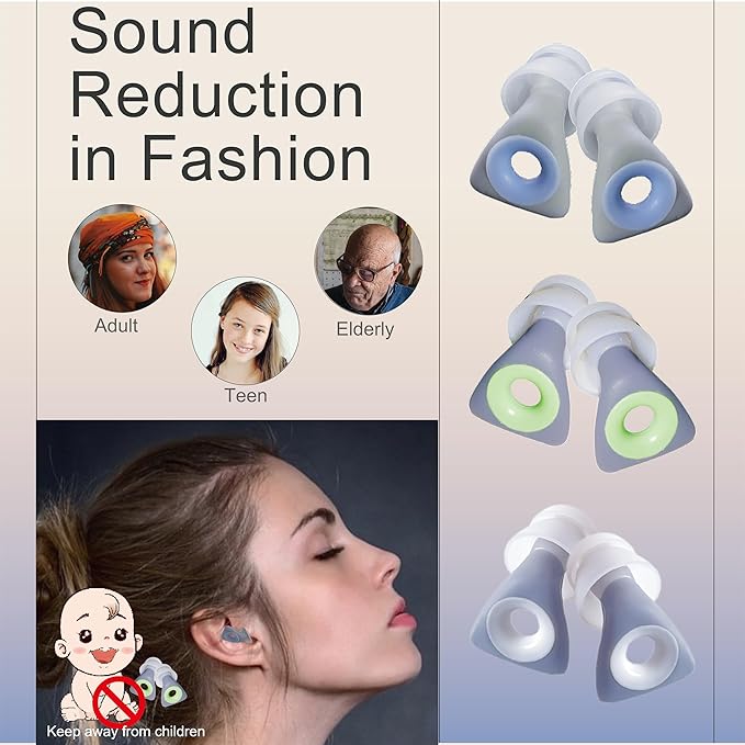Elate Silicone Ear Plugs for Sleeping, 27dB Noise Reduction Reusable Earplugs, Soft Comfortable Ear Plugs for Snoring, Travel, Study, Concert, Swimming with Case - Grey