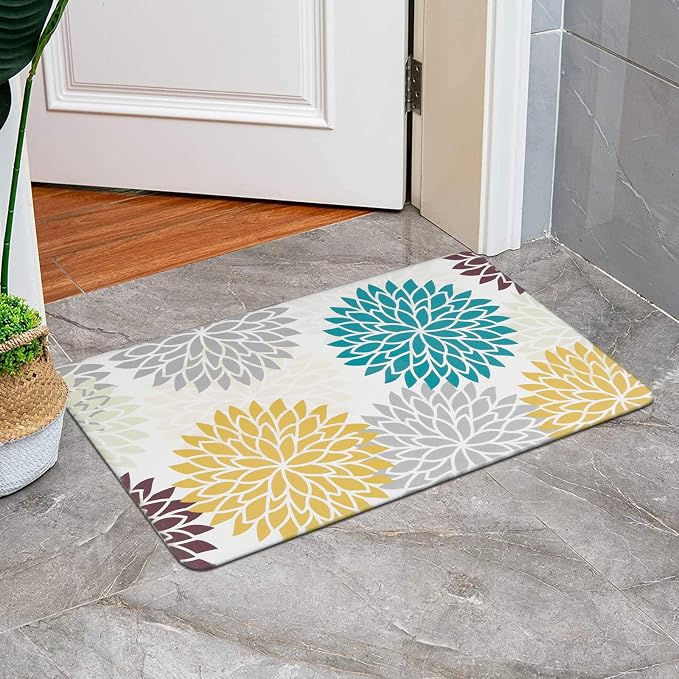 HEBE Anti Fatigue Kitchen Rugs Set of 2, Cushioned Kitchen Mats for Floor | Non Slip Washable Kitchen Runner Rug Set, Floral Stain Resistant Waterproof Comfort Mat Carpet for Sink, Standing Desk