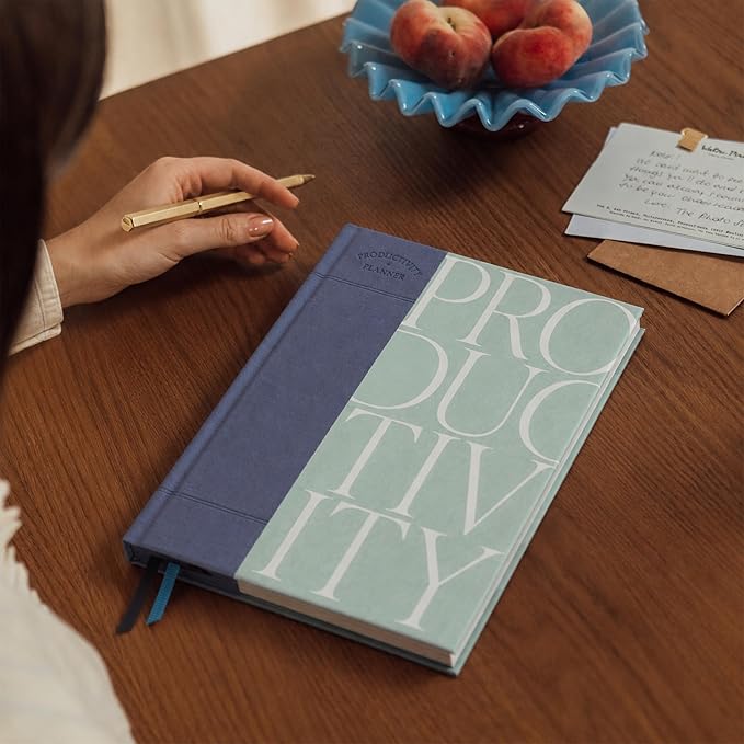 Papier Modern 16-Week Undated Productivity Planner | Serif Fabric Hardcover | Planning & Motivation Essential | Daily, Weekly Goal Setting | Plan Fitness, Health, Business & Life Success | A5 Size