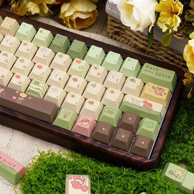 150 Keys Cute Keycaps, Dye Sublimation PBT Customized Cherry Profile Keycaps Cartoon Bear Keycap Set for Cherry MX Gateron Switches Mechanical Keyboards
