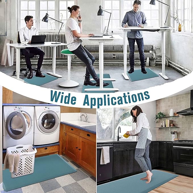 Carvapet 17x39 Anti Fatigue Mat Waterproof Ergonomic Standing Desk Rug Teal | High density foam 17x39 standing mat under $30 perfect for kitchen comfort office desk or laundry room use waterproof