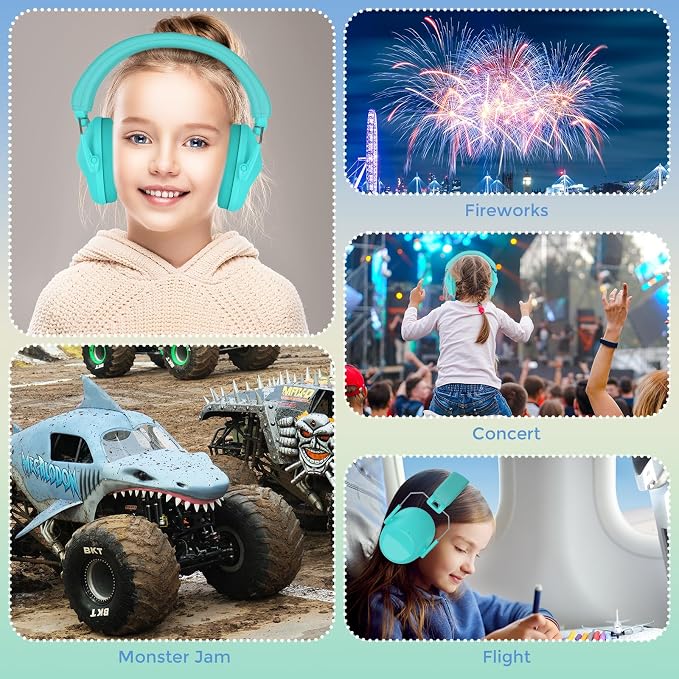 ProCase Kids Noise Cancelling Headphones, Kids Ear Protection Monster Jam Truck, Fireworks Hearing Protection Noise Reduction, Noise Canceling Earmuffs for Sensory Autism Toddler Children -Teal