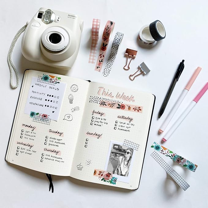 ZYNSHE Washi Tape Set of 16 Rolls of 15 mm Wide Cute Decorative Washi Tape for Journaling, Scrapbook, Washy Crafts, Bullet Journals, Planners, DIY Décor, Gift Wrapping, Craft Supplies (Meadow)