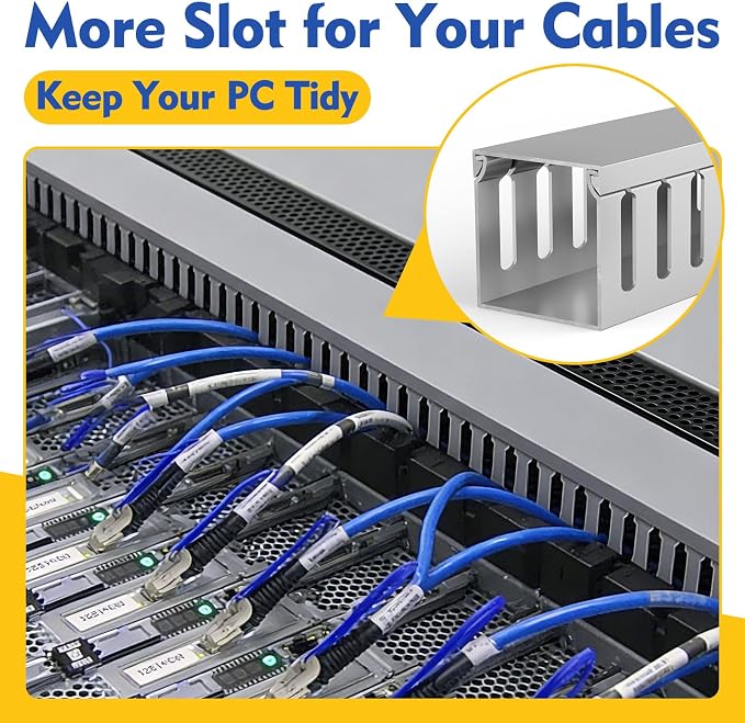 Open Slot Wiring Raceway Cable Duct,Cable Management Cord Track | 123" open slot cable raceway,Grey 1.97x1.97", 2 pcs desk wire channel to hide computer cables and cords