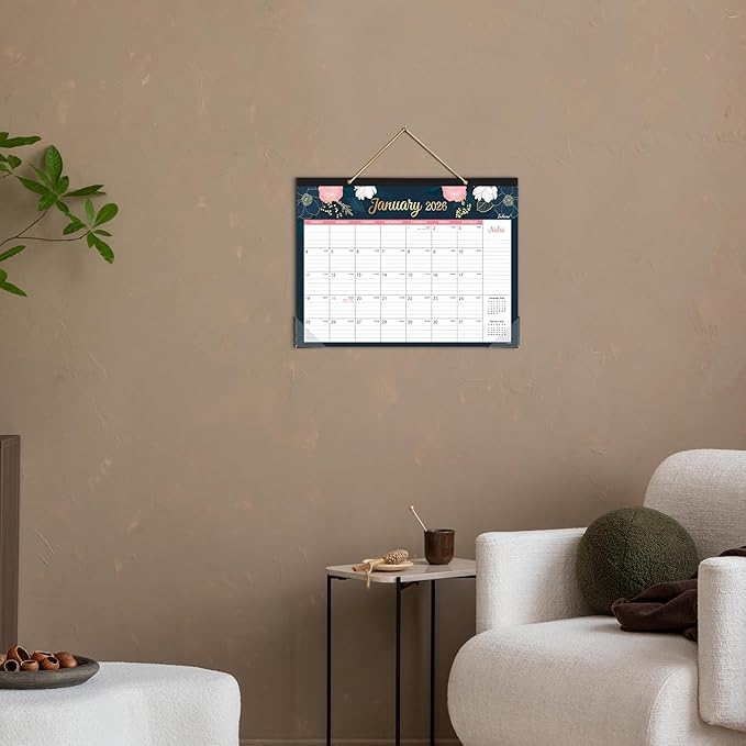 2026 Desk Calendar - Jan 2026 - Dec 2026, 12 Months Desk/Wall Calendar 2026, 14.6" x 11.5", 2-in-1 Desk Calendar, Holidays, Notes, Cutting-line Design, Corner Protectors & Hanging Holes