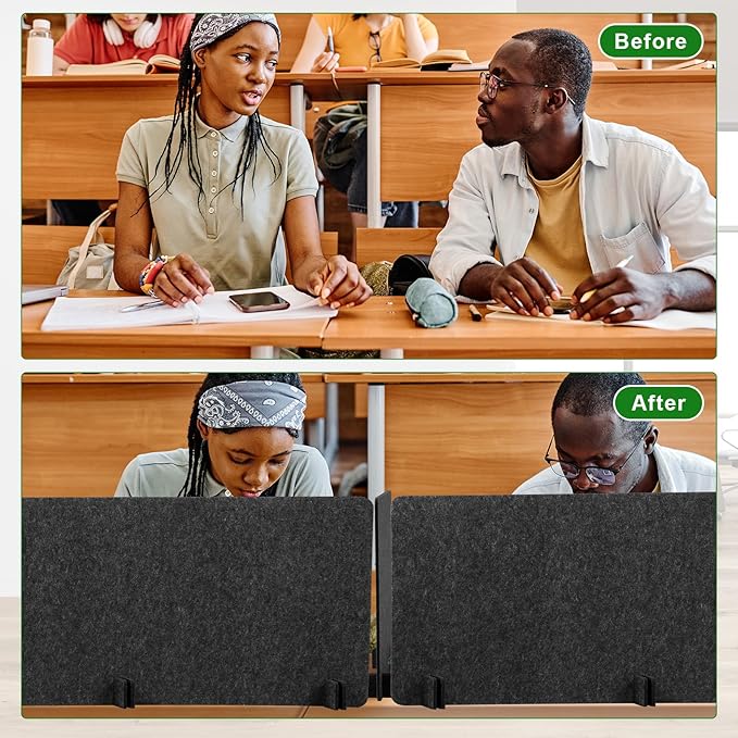 Buryeah 3 Pcs Desk Divider Desk Partition 23.6 x 47.2, 23.6 x 23.6 Stand up Freestanding Cubicle Privacy Panel Reducing Noise Visual Distraction Divider for Office Home School(Deep Gray)