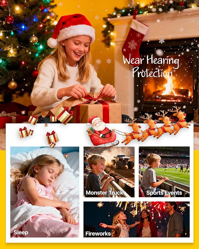 Kids Noise Reduction Ear Plugs(6+yrs) – Reusable Child Ear Protection for Sensitive Ears, Comfortable Earplugs for School, Travel, Focus, Concert, Sleep & Loud Events, 4 Sizes Ear Tips in XS-L,1Pair