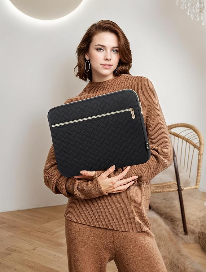 DOMISO 15.6 inch Laptop Sleeve for MacBook Air M3 15 inch Laptop Case 15.6 inch Compatible with MacBook Air 15 inch Plus 15 MacBook Pro Protective Computer Sleeve 15 inch with Small Case,Black